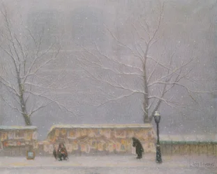 Notre-Dame, vue de la rive gauche, par temps de neige