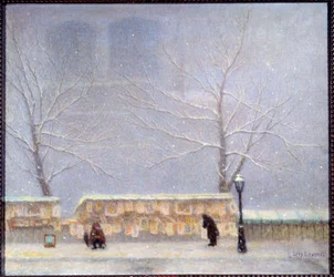 Notre-Dame vue de la rive gauche par temps de neige