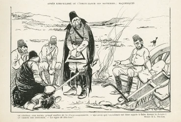 Illustration dans Le Rire, 09/11/12 - après Kirk-Kilisse ou les batteries insuffisantes (gravure)
