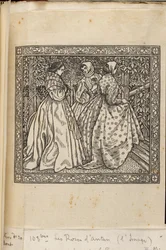 Femmes aux marches du jardin, gravures sur bois de Lucien Pissarro, vers 1885-1940