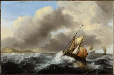 Bateaux de pêche au large dans une mer agitée, 1864