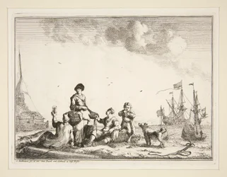 Port avec Marins et un Vendeur de Poissons