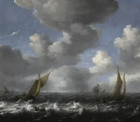 Paysage marin avec bateaux de pêche
