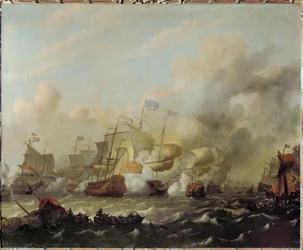 Dernière bataille navale de la guerre anglo-néerlandaise ... (peinture sur toile)