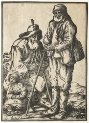 Deux mendiants et enfant lépreux