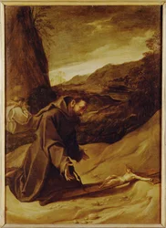 Saint François adorant le crucifix (peinture sur toile)