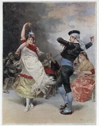 Les Gitans de Grenade. Chromotypographie par Ludovico Marchetti (1853-1909) 1889. Collection privée.