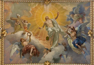 Chapelle Cybo (bras nord du transept), voûte : Résurrection de Jésus-Christ