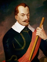 Albrecht Wallenstein, duc de Friedland, feld-maréchal impérial pendant la guerre de Trente Ans, assassiné par ses propres officiers en 1634 à Eger ... (peinture sur toile)
