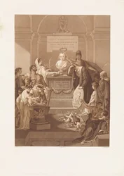 Représentation allégorique avec pierre commémorative pour Jan Nieuwenhuyzen, décédé en 1806