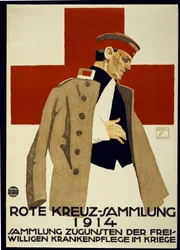 Campagne de collecte de fonds pour la Croix-Rouge allemande, pub. 1914 (lithographie en couleur)