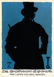 Tabac : affiche publicitaire pour les cigarettes "Die Grathnohl Zigarette", Munich 20e (affiche)
