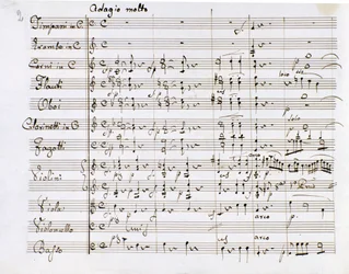 Page de partition de la Symphonie n° 1 en do majeur du compositeur allemand Ludwig van Beethoven (1770-1827) (1799-1800) Milan, Biblioteca del Conservatorio