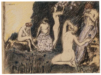 Paysage avec cinq femmes nues