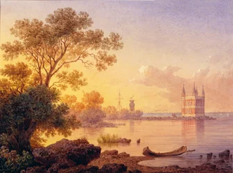 Vue sur le pavillon rose à Peterhof