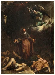 Transept nord, Autel de San Rocco 1635, 45, Genovesino 1645, San Rocco obtient la cessation de la peste, Partie inférieure gauche peinte