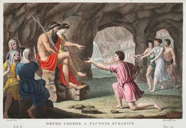 Orphée en enfer ou Orfeo Chiede a Plutone Euridice, Livre X, illustration des Métamorphoses d