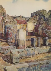 Pompéi : Intérieur de la maison de la Région IX, V Insula, N 18 (lithographie couleur)