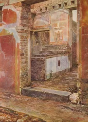 Pompéi : Vicolo del Gallo, Thermopolion et Caupona (lithographie couleur)