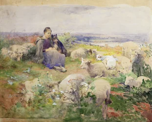 Une Bergère avec son Troupeau