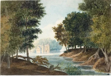 Paysage avec rivière et villa