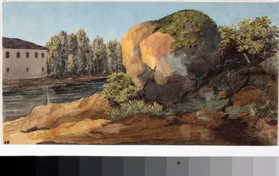 Paysage avec torrent (aquarelle, c.1825)