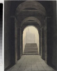 Perspective du couloir au couvent des Capucins, à Gênes