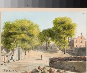 Vue de la montée des Capucins à Gênes (aquarelle, ca 1825)