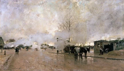 Fumée sur la ligne de circuit de Paris, 1885