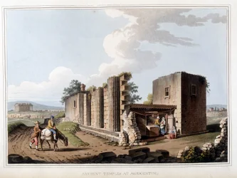 Temple antique à Agrigente en Italie. Dans « Vues des dominions ottomans, en Europe, en Asie, et certaines îles méditerranéennes d