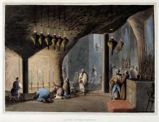 Grotte de la nativité à Bethléem - dans « Vues dans les dominions ottomans en Europe, Asie... » par Luigi Mayer, Londres