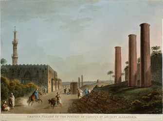 Colonnes de granit du portique de Canopus, Alexandrie, Égypte, par Luigi Mayer