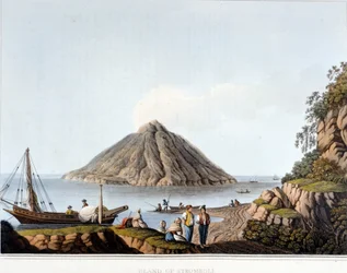 Île de Stromboli - dans « Vues dans les dominions ottomans, en Europe, en Asie, et quelques-unes des îles méditerranéennes », par Luigi Mayer, Londres