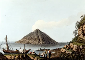 Île de Stromboli - dans Vues de la domination ottomane, en Europe, en Asie, et quelques îles méditerranéennes, par Luigi Mayer, Londres