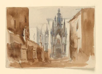 Décor de scène, tombeau en forme monumentale