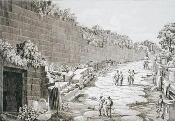 Route romaine vers Tusculo, après sa première excavation en 1825, de 