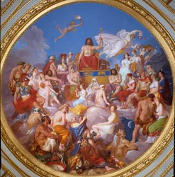 Le Conseil des dieux (ou Assemblée des dieux) : Zeus sur l