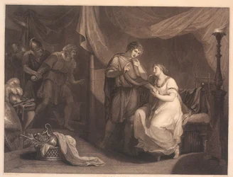 Troilus surprend Cressida et Diomède. De William Shakespeare "Troilus et Cressida", acte 5, scène 2