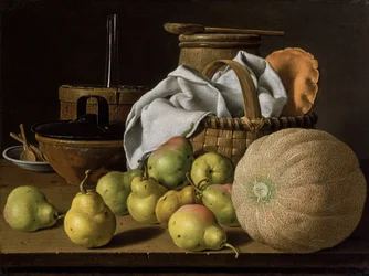 Nature morte au melon et aux poires