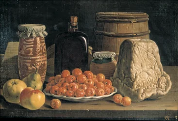Nature morte aux fruits et au fromage