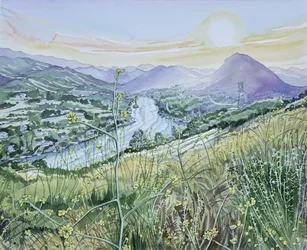 Lever du soleil dans la vallée de la rivière
