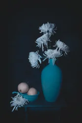 Calme nature morte bleu sarcelle