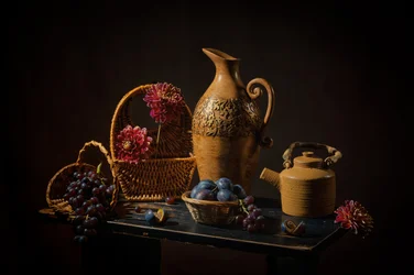 Nature morte rustique sombre