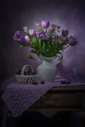 Tulipes violettes et cerises