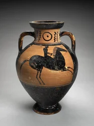 Amphore à col à figures noires avec deux cavaliers, 560-540 av. J.-C.