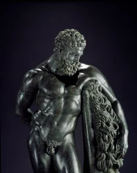 Art grec: Héraclès au repos. Détail. Sculpture en bronze de Lysippe de Sicyone (395-305 av. J.-C.) 4e siècle av. J.-C. Du sanctuaire d