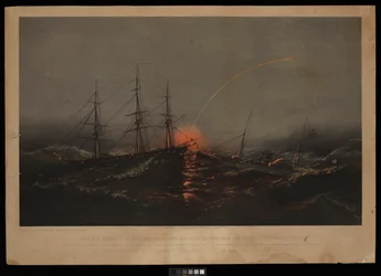 La frégate américaine Sabine, sauvant un bataillon de marines américains du transport Governor. Le 2 novembre 1861 au large des côtes de la Caroline du Sud