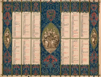 Calendrier avec jours de saints et anniversaires royaux, 1847