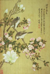 Pommier, Magnolia et oiseaux Baitou