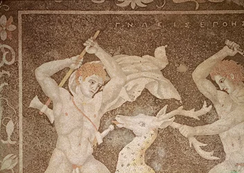 La chasse au cerf, détail des chasseurs, de la "Maison de l
